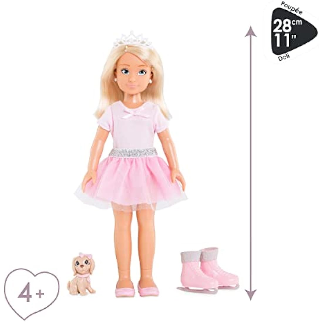 Corolle Girls Valentine Ballerina Doll Set with Dog and Ice Skates
