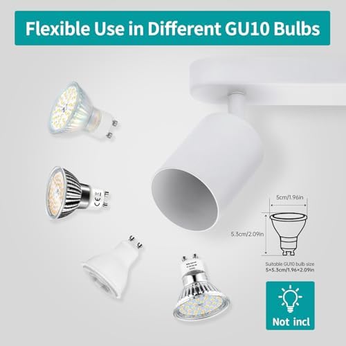 Wowatt 4-Way Ceiling Spotlight Bar | Matte White Adjustable GU10 Light