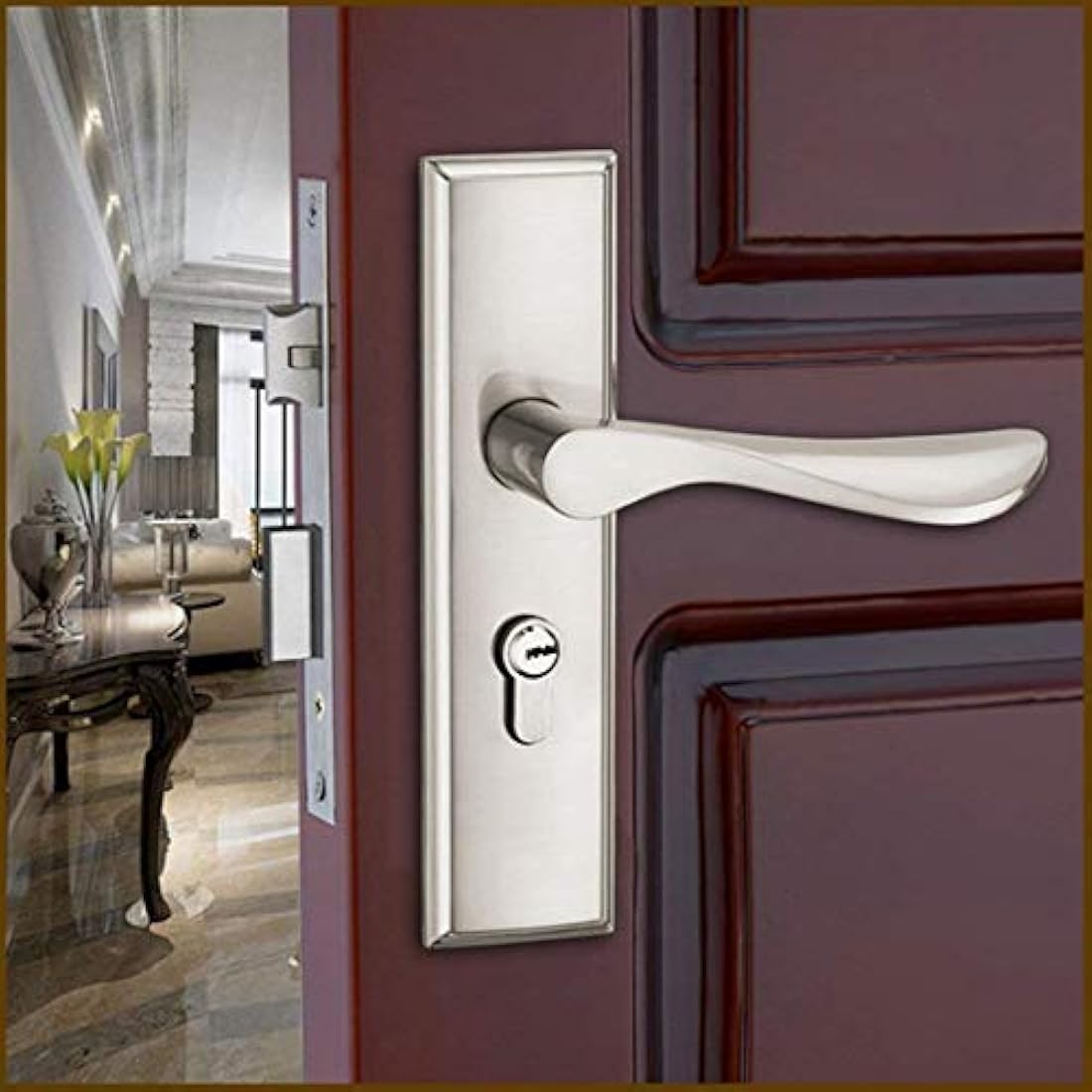 Qrity Zinc Alloy Door Handle Lever Lock Set with 3 Copper Keys