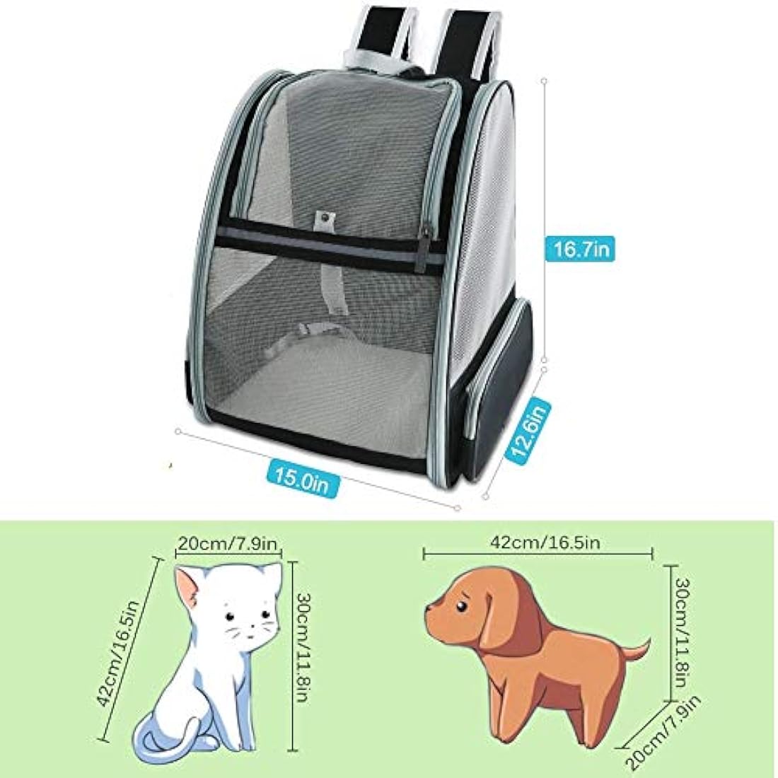Jolof Store Pet Backpack Carrier – Breathable Foldable Travel Bag for 7.5kg