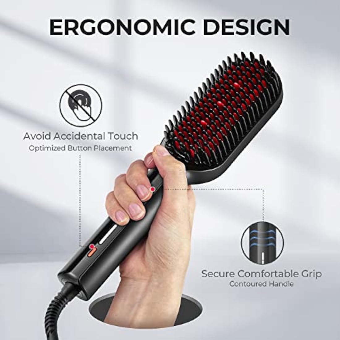 TYMO Ionic Plus Hair Straightener Brush | Ceramic Anti-Frizz Hot Brush