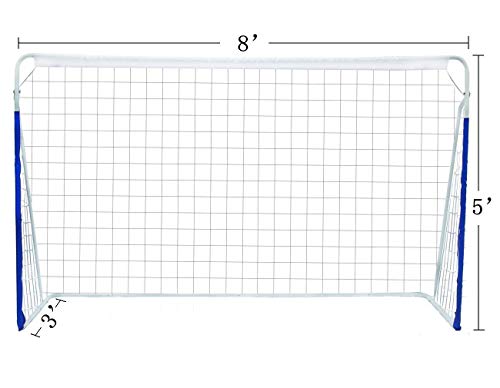 FUNJEPE 8ft Portable Steel Soccer Goal | Weatherproof Garden Football Net