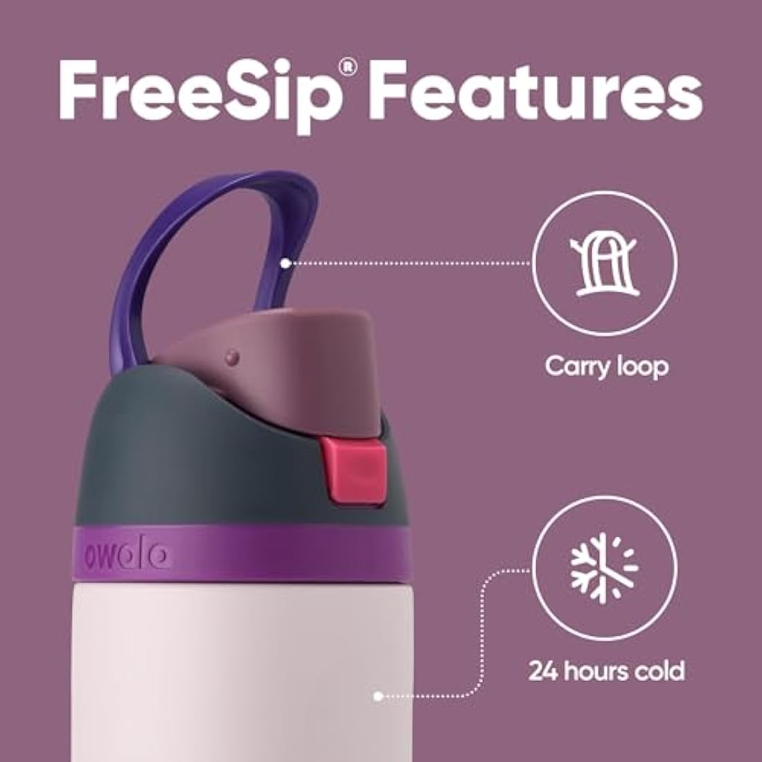 Owala FreeSip Insulated Stainless Steel Water Bottle | 710ml Dreamy Field