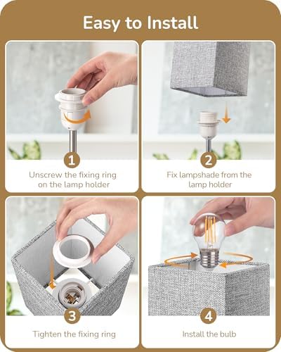 EDISHINE Touch Bedside Lamps Set of 2 | 3-Way Dimmable with USB A+C