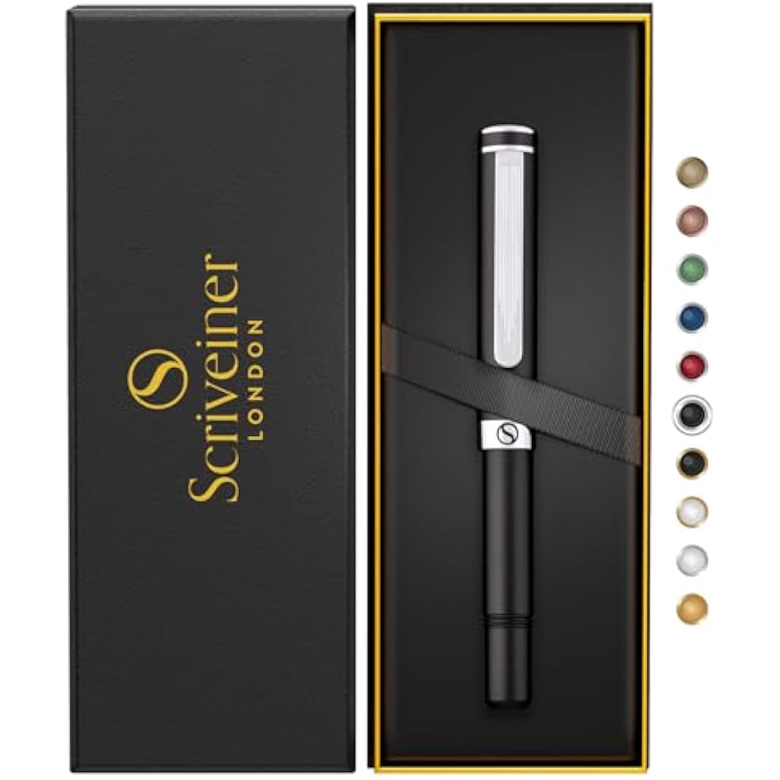 Scriveiner Black Rollerball EDC Luxury Pocket Pen | Chrome Finish