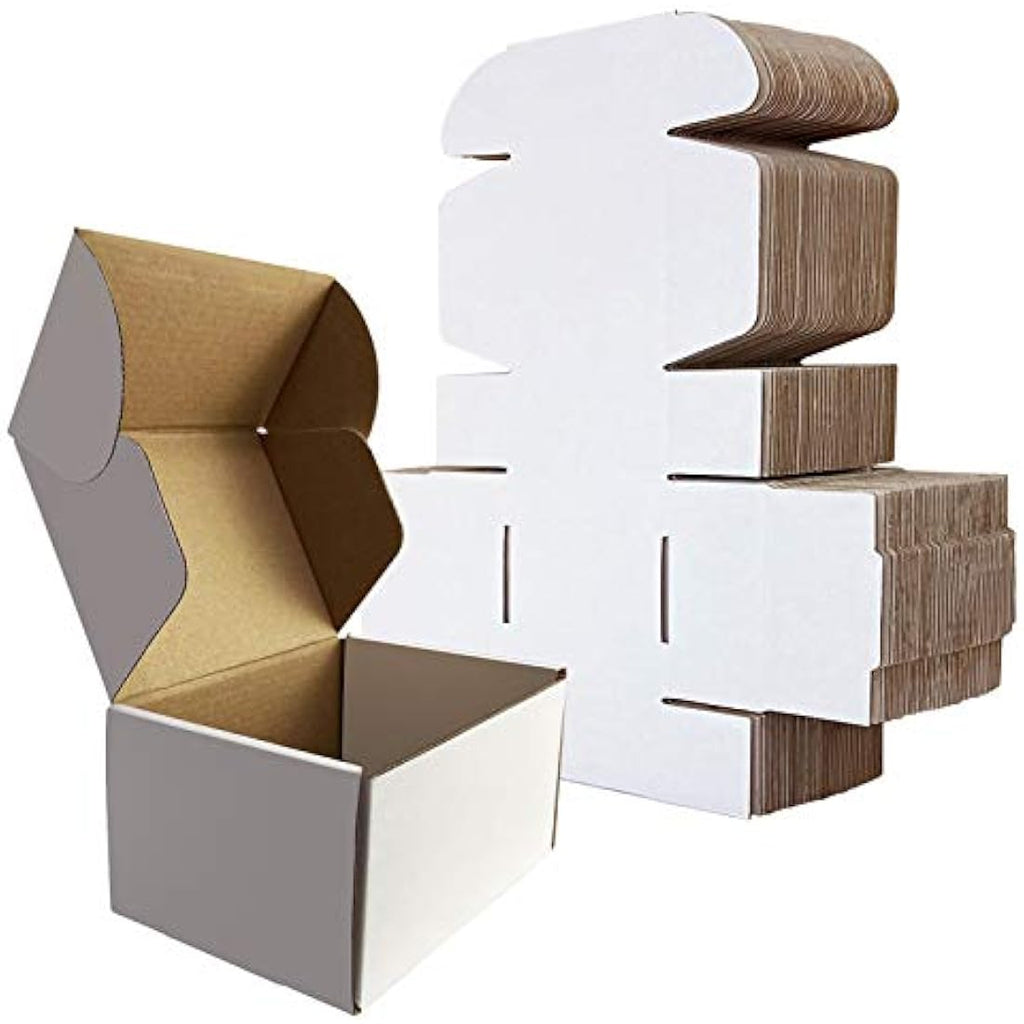 Jolof Store 6x4x3 White Corrugated Shipping Boxes - 25 Pack Mailers