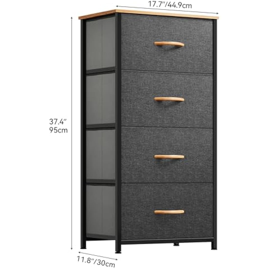 YITAHOME 4 Drawer Fabric Dresser – Sturdy Steel Frame Storage, Dark Grey