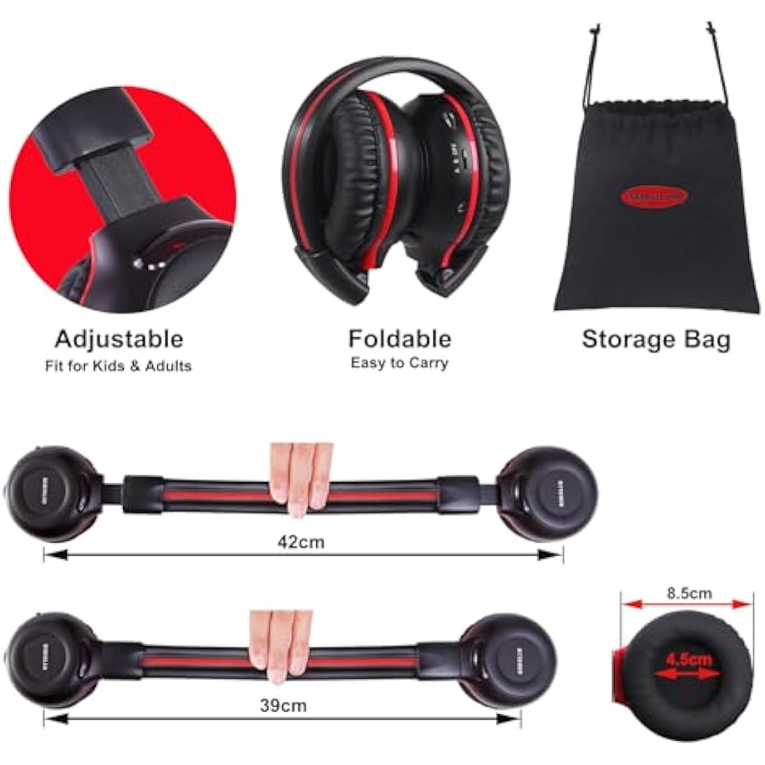 SIMOLIO IR Headphones | 2-Pack Wireless Dual Channel Car DVD Headsets