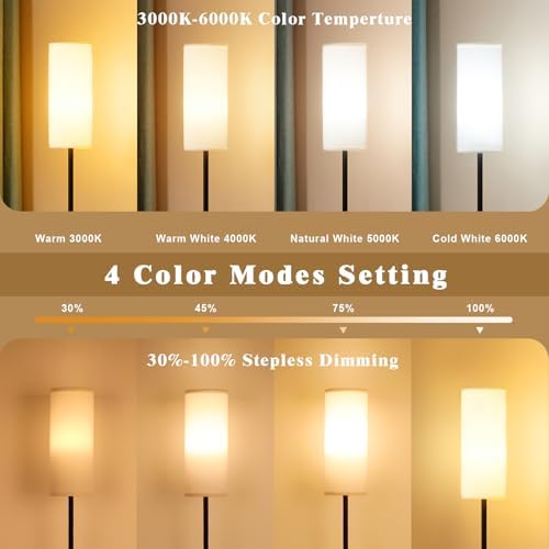 Aooshine 64" Modern Floor Lamp | Dimmable Standing Lamp with Remote Control