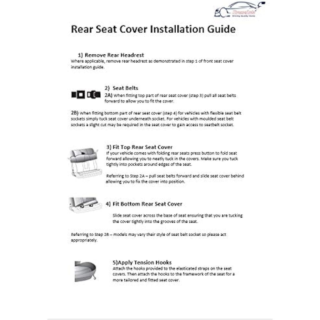 XtremeAuto Carnaby Universal Car Seat Covers Set - Grey/Black Washable