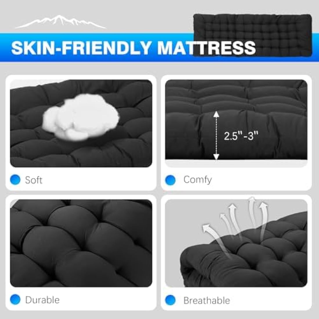 Overmont Heavy Duty Folding Camping Cot | 550lbs Capacity Portable Bed