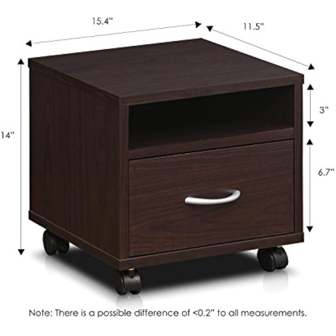 Furinno Petite Mobile Utility Cart with Drawer - Espresso Wood