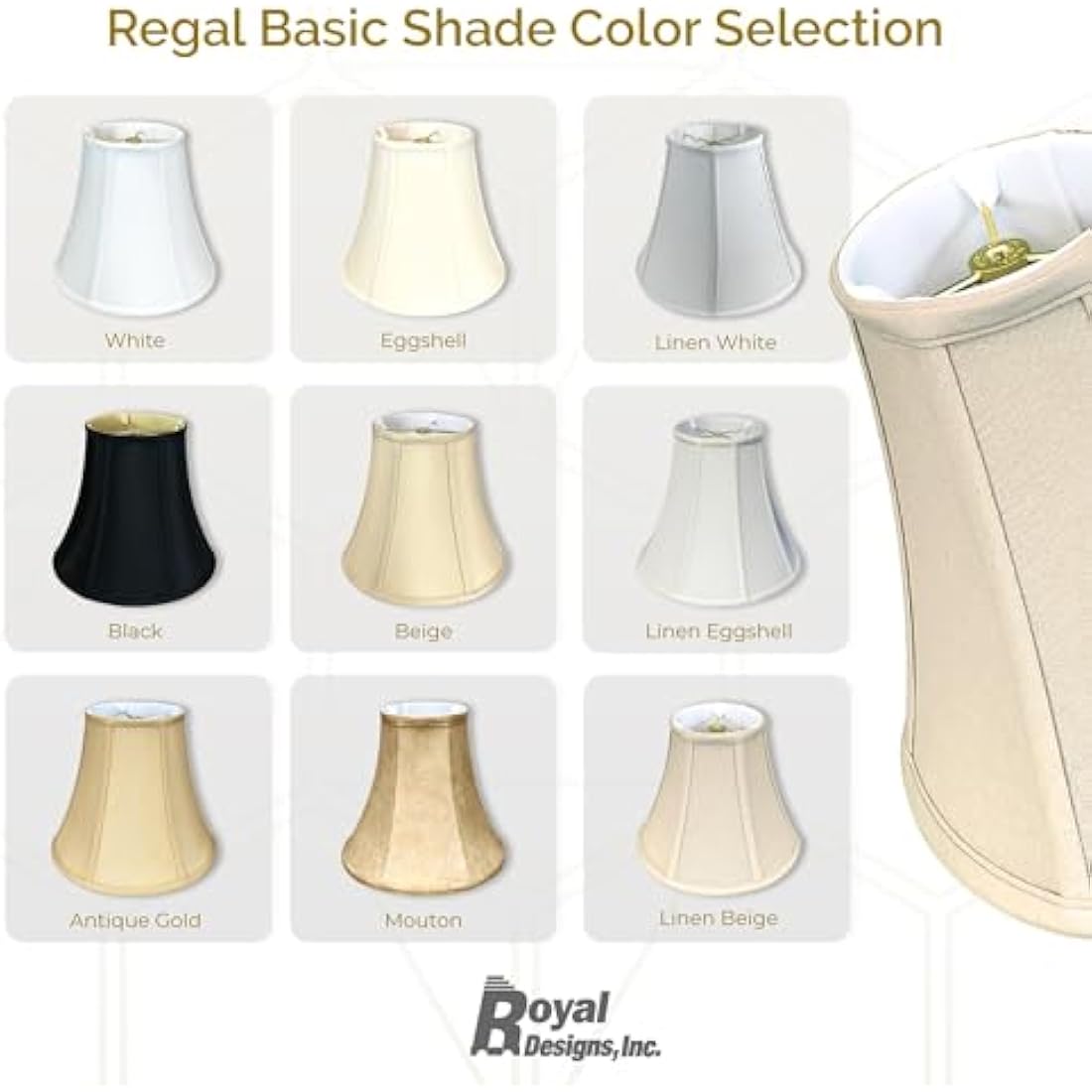 Royal Designs True Bell Lamp Shade | Beige Silk Shantung | 7x14x11.5