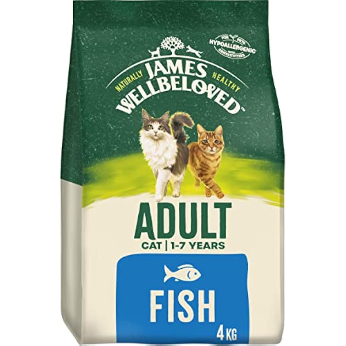 James Wellbeloved Hypoallergenic Fish Dry Cat Food - Natural, 4kg