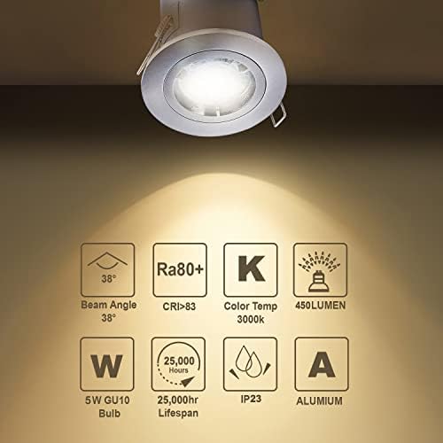 Jolof Store 4-Pack Fire Rated GU10 LED Downlights | 3000K Warm White