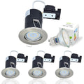 HiBay 4-Pack Fire Rated GU10 LED Downlights | Dimmable Brushed Chrome
