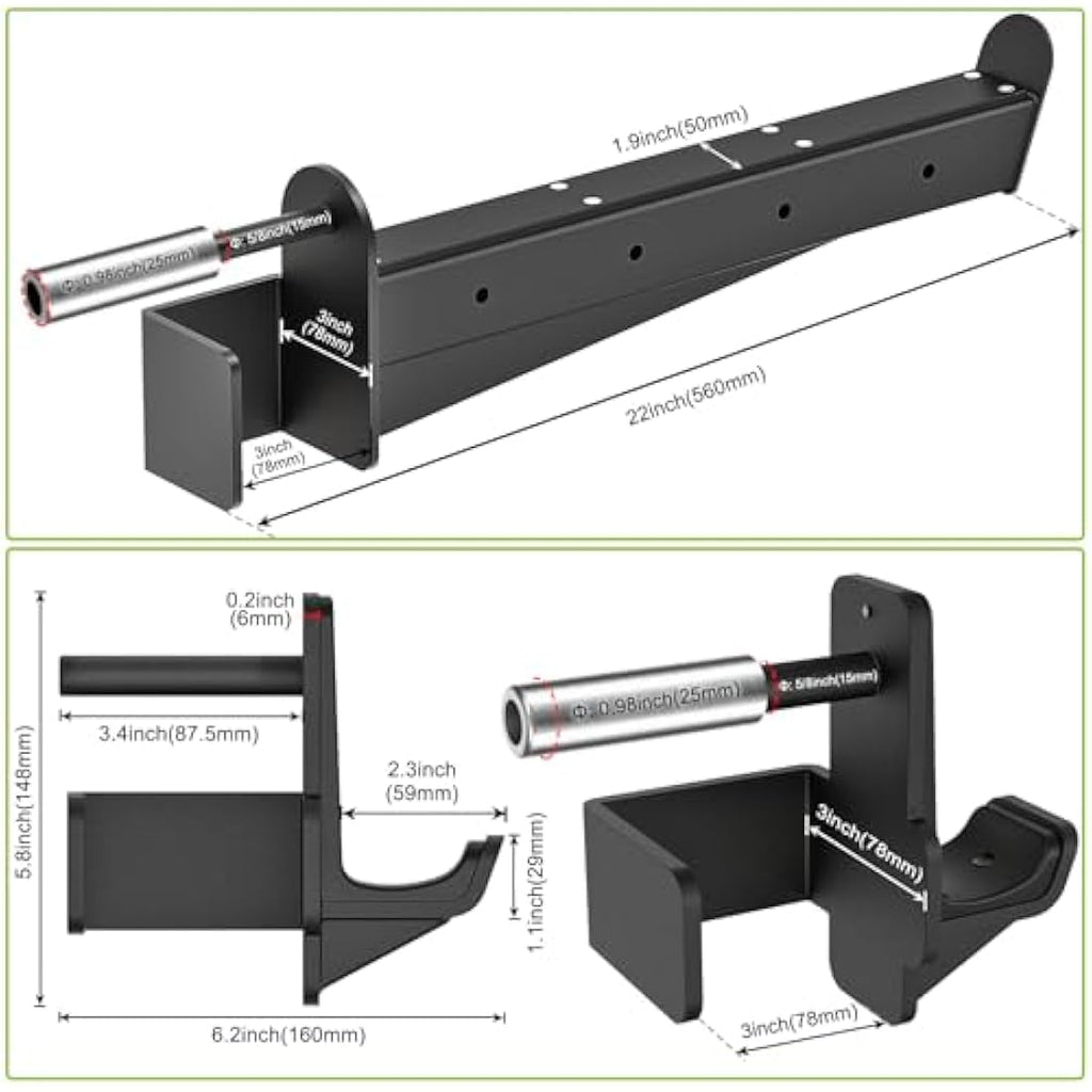 Kipika Safety Spotter Arms & J-Hooks for 3x3 Power Rack - 5/8" or 1" Holes