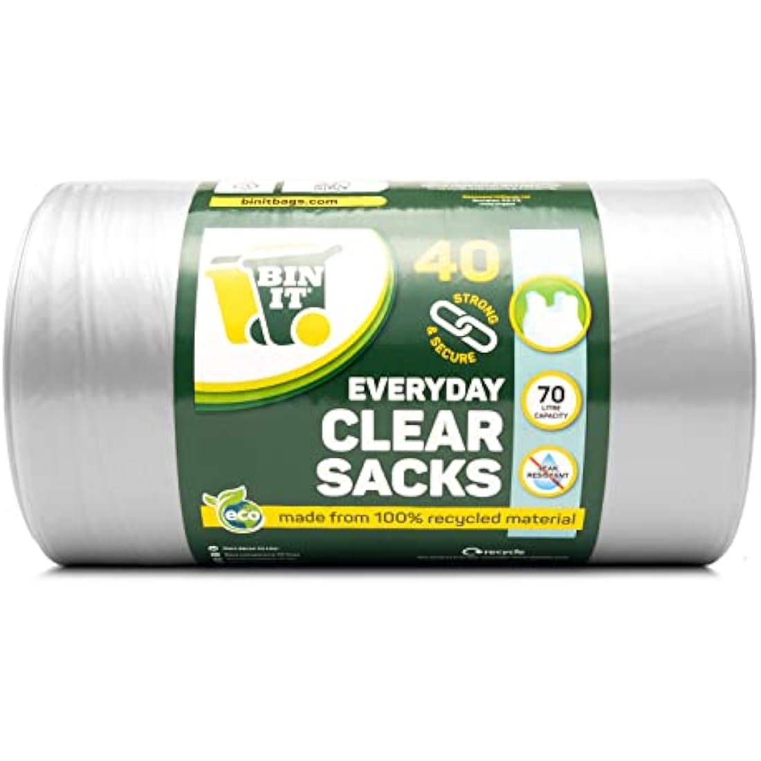 Jolof Store 70L Clear Recycling Sacks – Strong Recycled Bin Liners