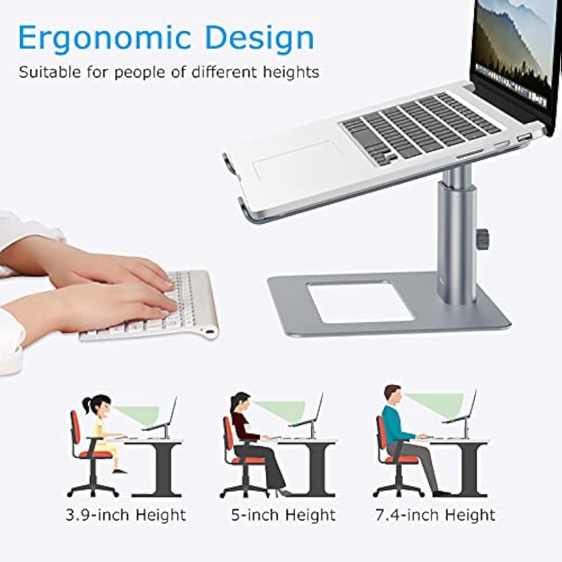 BoYata Laptop Stand – Height Adjustable Ergonomic Cooling Riser for 10-17"