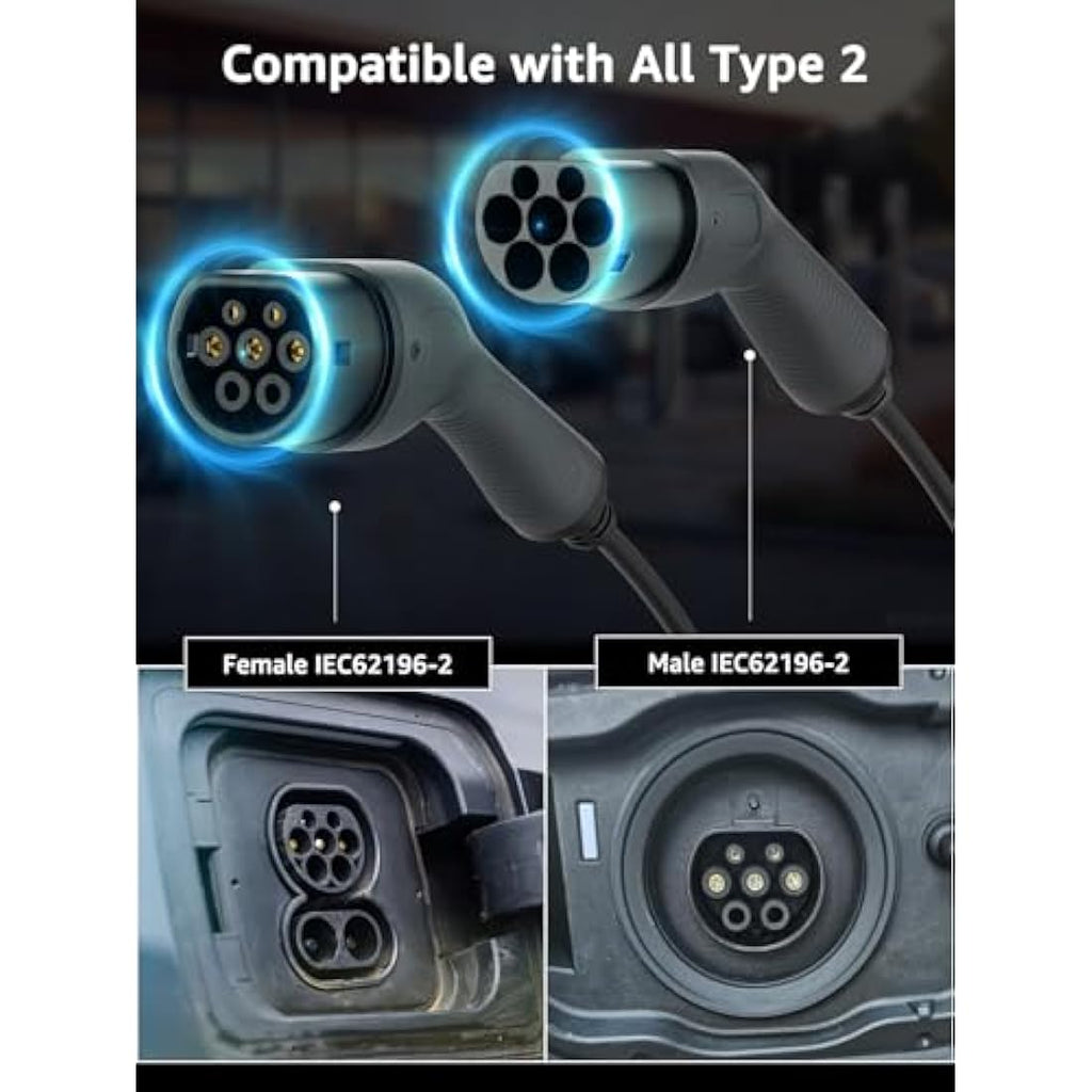 bokman Type 2 EV Charging Cable | 22kW 32A 3 Phase Fast Charger – 5m