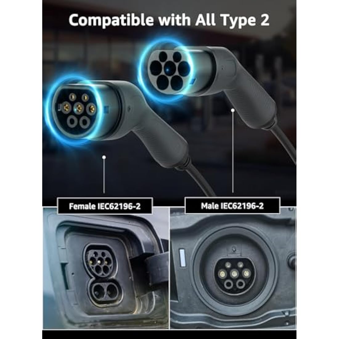 bokman Type 2 EV Charging Cable | 22kW 32A 3 Phase Fast Charger – 5m