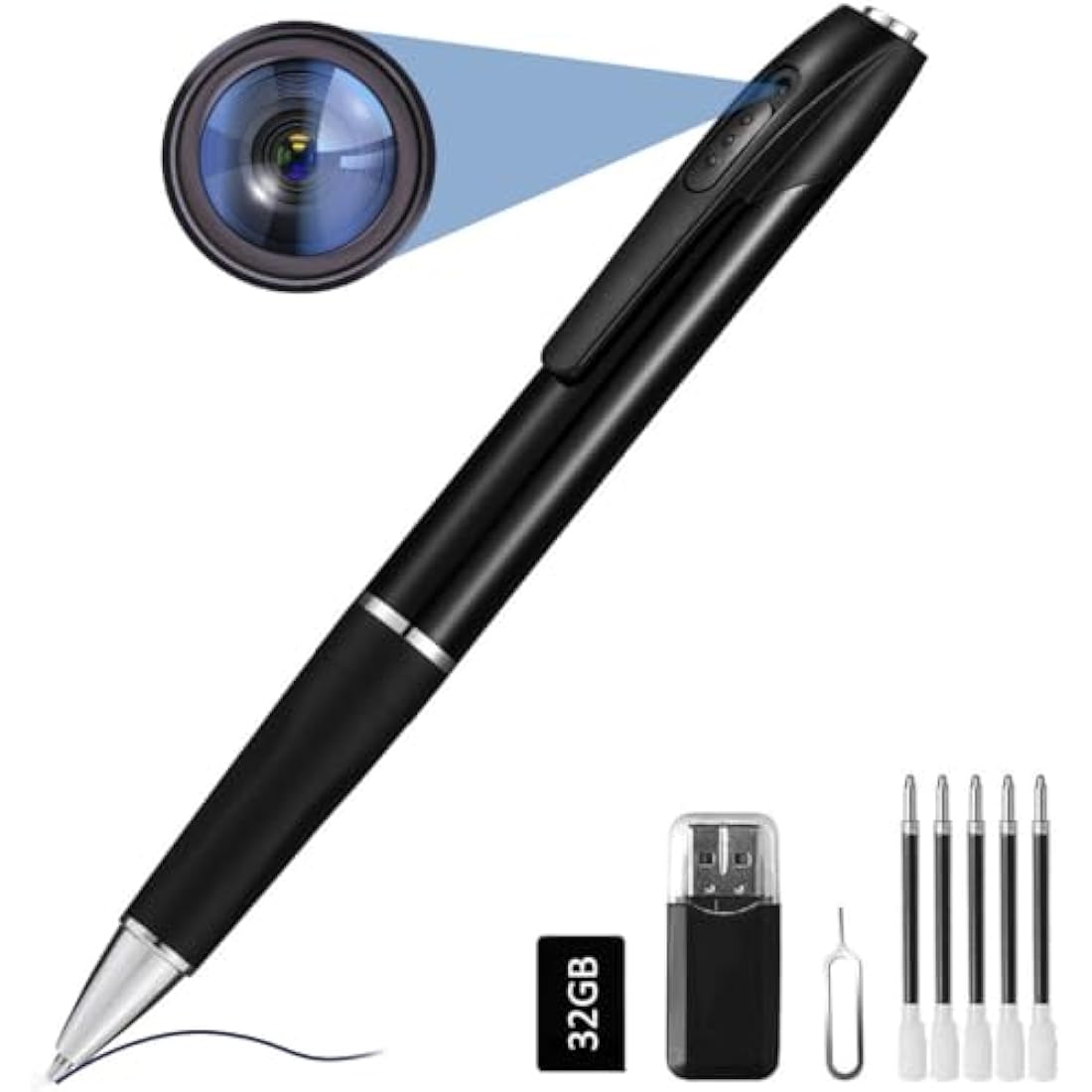 FINSUI 1080P Spy Camera Pen | Hidden Portable Pocket Cam with 32GB SD Card