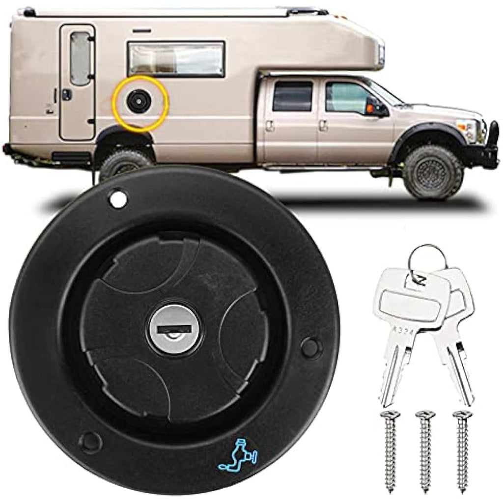Jolof Store RV Locking Fresh Water Inlet Cap - Leakproof Black Filler