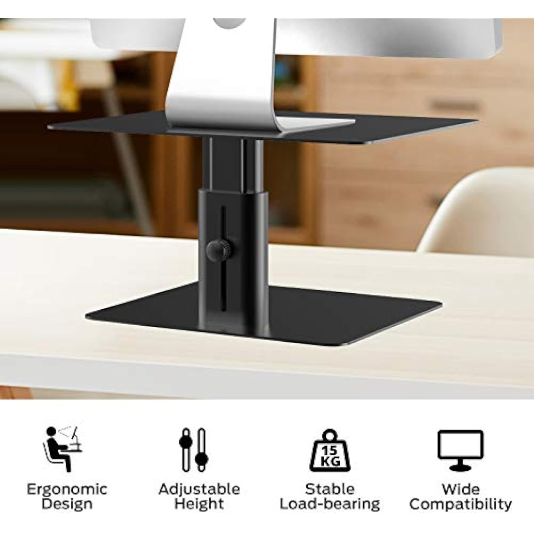 BoYata Adjustable Metal Monitor Stand Riser - Ergonomic Desktop Organizer