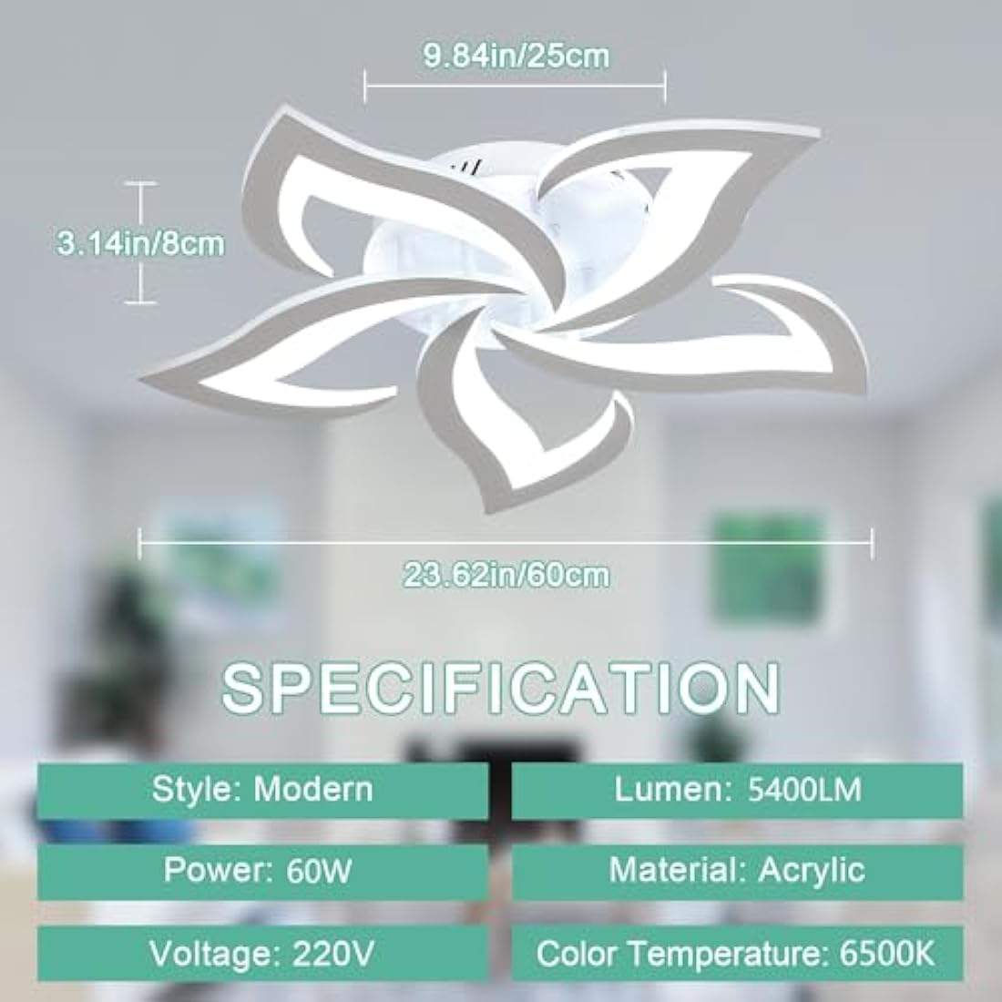 Dorlink 60W LED Flower Ceiling Light – Modern 5-Light Acrylic Fixture