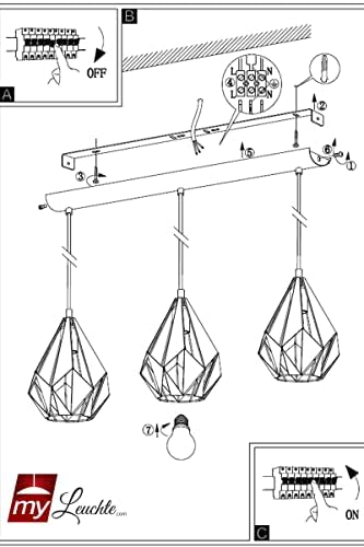 EGLO Carlton 1 Vintage Pendant Light – 3-Flame Steel Hanging Lamp