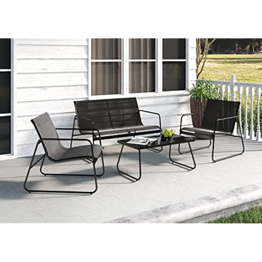 4-Piece Outdoor Patio Furniture Set – Steel Garden Conversation Set