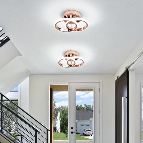 EIDISUNY Modern LED Ceiling Light – 22W Cool White Flush Mount Gold