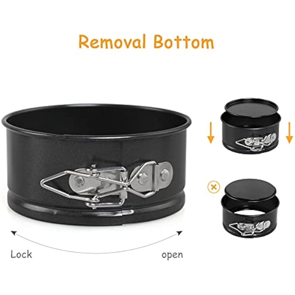 LEADSTAR 4 Inch Mini Springform Cake Tin Set | Non-Stick Carbon Steel