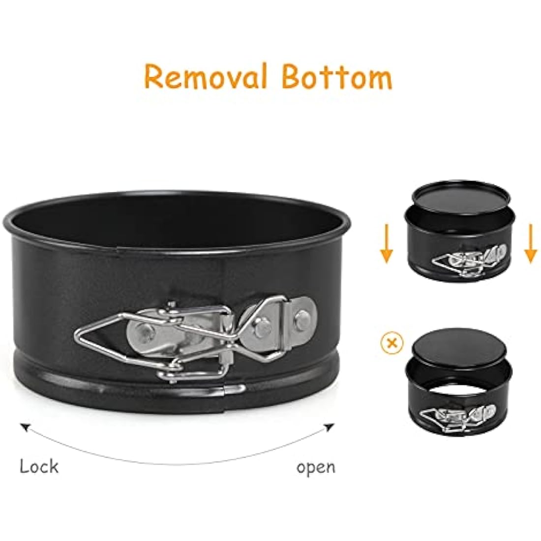 LEADSTAR 4 Inch Mini Springform Cake Tin Set | Non-Stick Carbon Steel