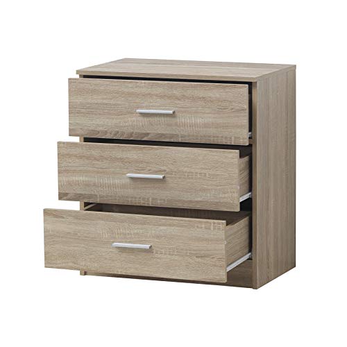 Timber Art Design 3 Drawer Chest - Sonoma Oak Matte Storage Unit