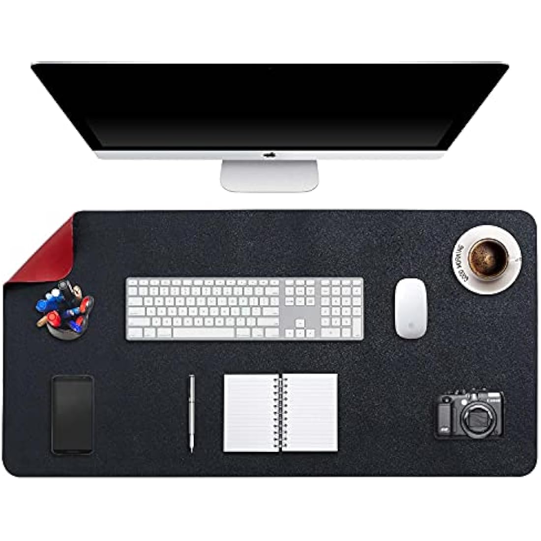 DOBAOJIA Large PU Leather Desk Pad | Waterproof Extended Mouse Mat, 35x17"