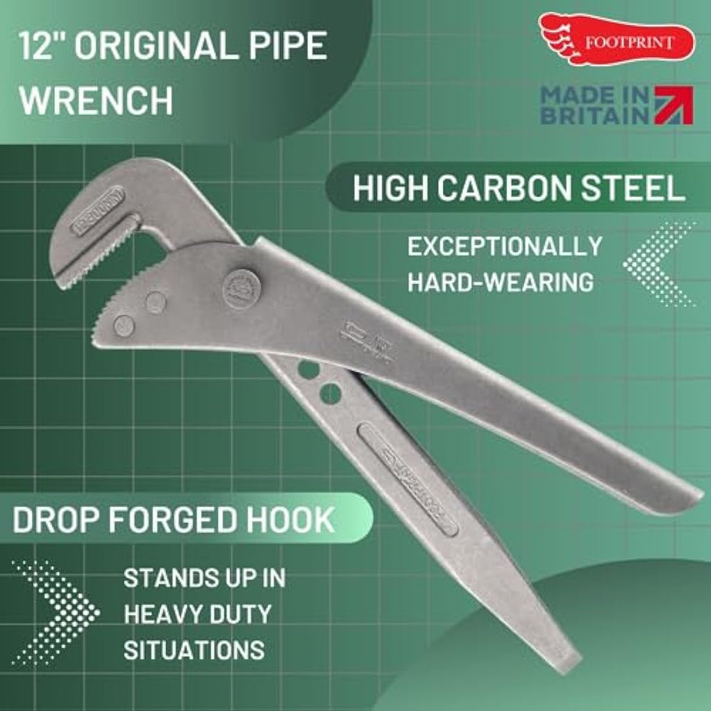 Footprint 698w Pipe Wrench 12-Inch | Sheffield Steel Plumbing Tool