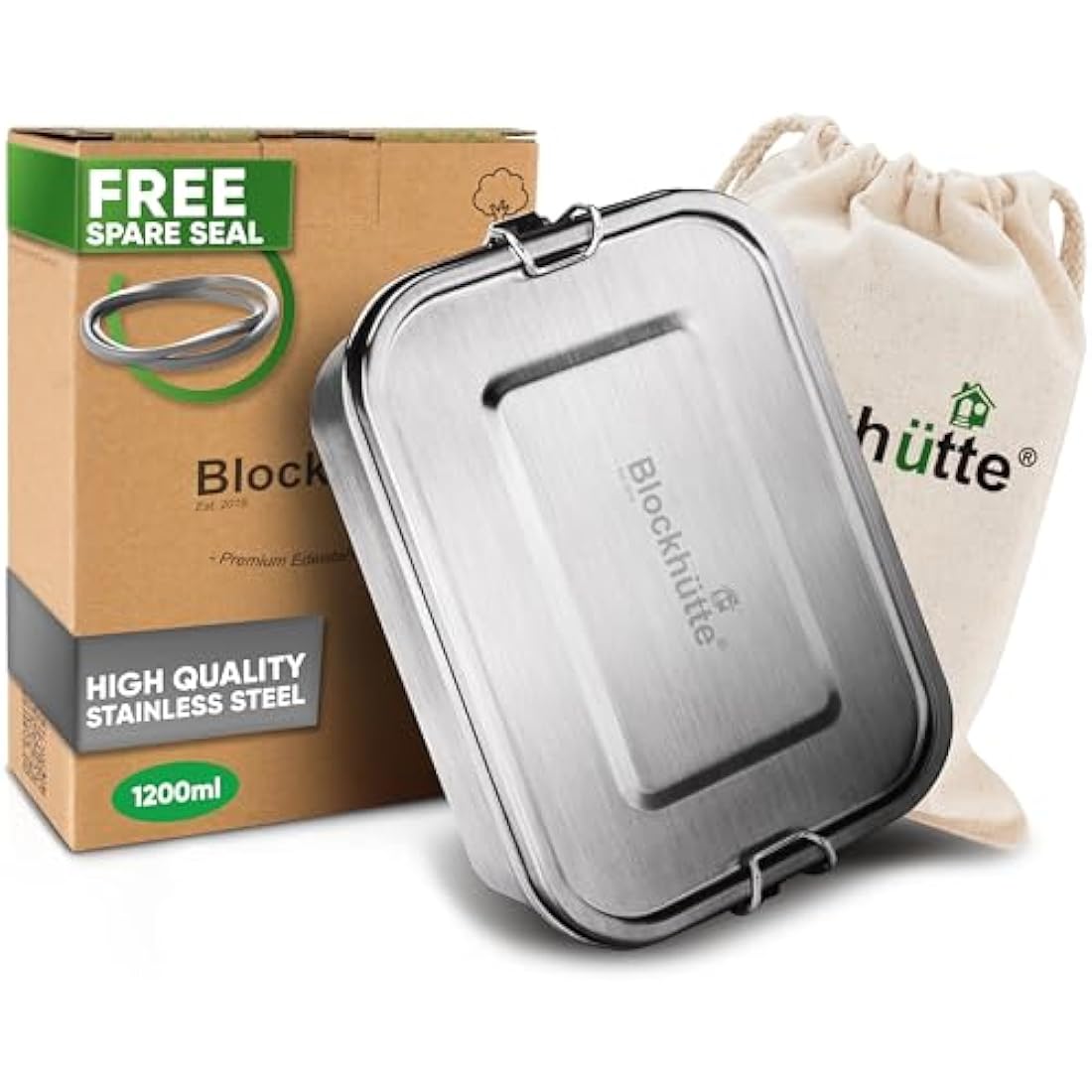 Blockhütte Stainless Steel Lunch Box – 1200ml Leakproof Bento Box
