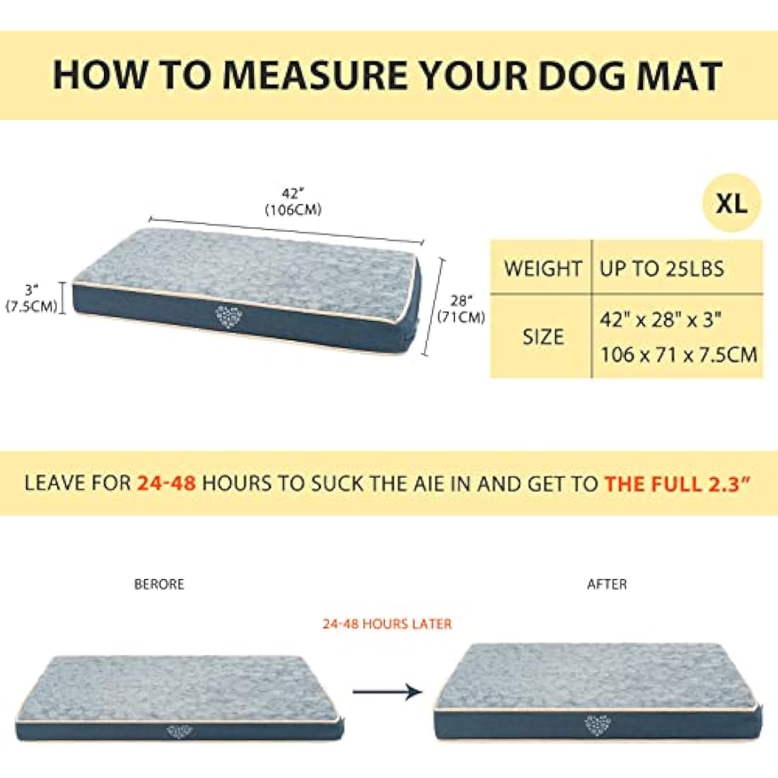 VANKEAN Waterproof Reversible Dog Mat | Washable Cooling Crate Bed