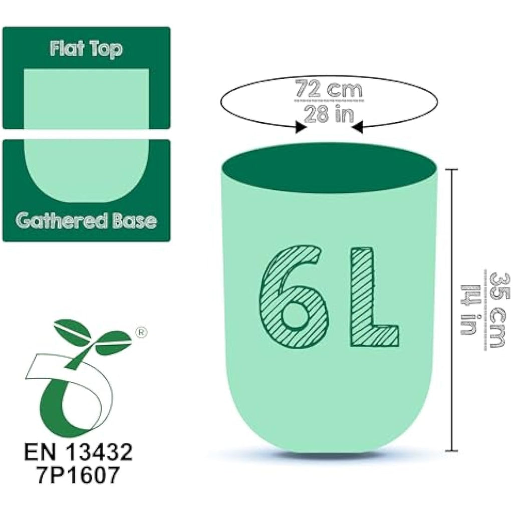 Greener Walker 6L Compostable Bin Liners | 150 Biodegradable Bags