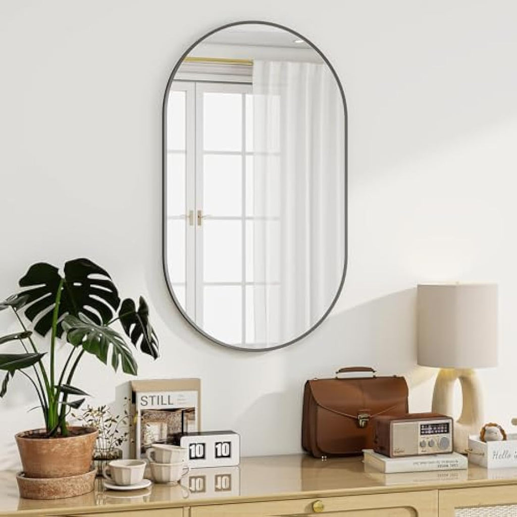 Jolof Store Oval Bathroom Mirror – 30x60cm Tempered Glass Wall Mirror