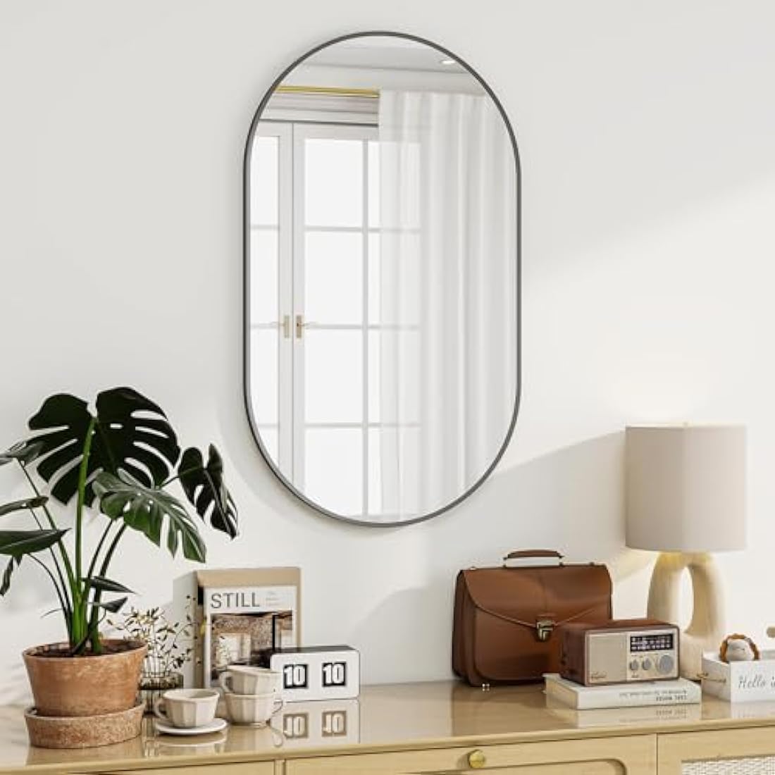 Jolof Store Oval Bathroom Mirror – 30x60cm Tempered Glass Wall Mirror