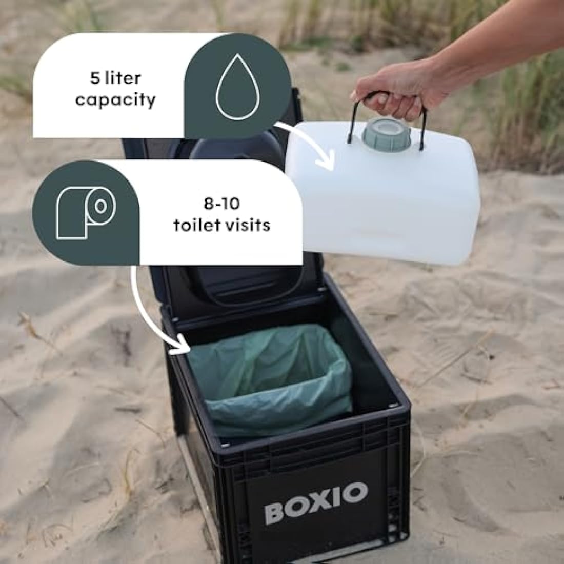 BOXIO Portable Composting Toilet – Compact Camping Toilet Starter Kit
