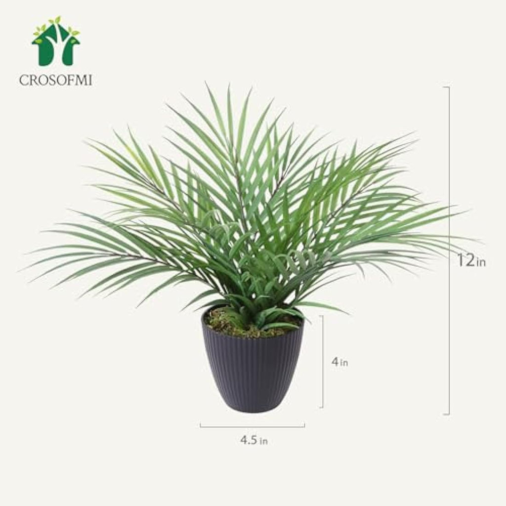 CROSOFMI Artificial Areca Palm Tree 35cm - Faux Tropical Plants (2 Pack)