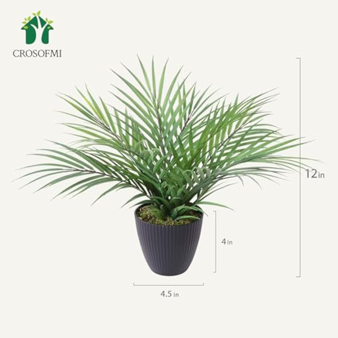 CROSOFMI Artificial Areca Palm Tree 35cm - Faux Tropical Plants (2 Pack)