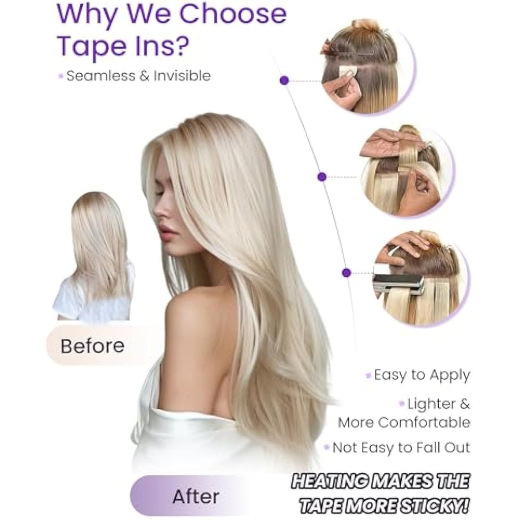 LaaVoo Tape in Hair Extensions | Remy Human Hair Balayage 14 Inch