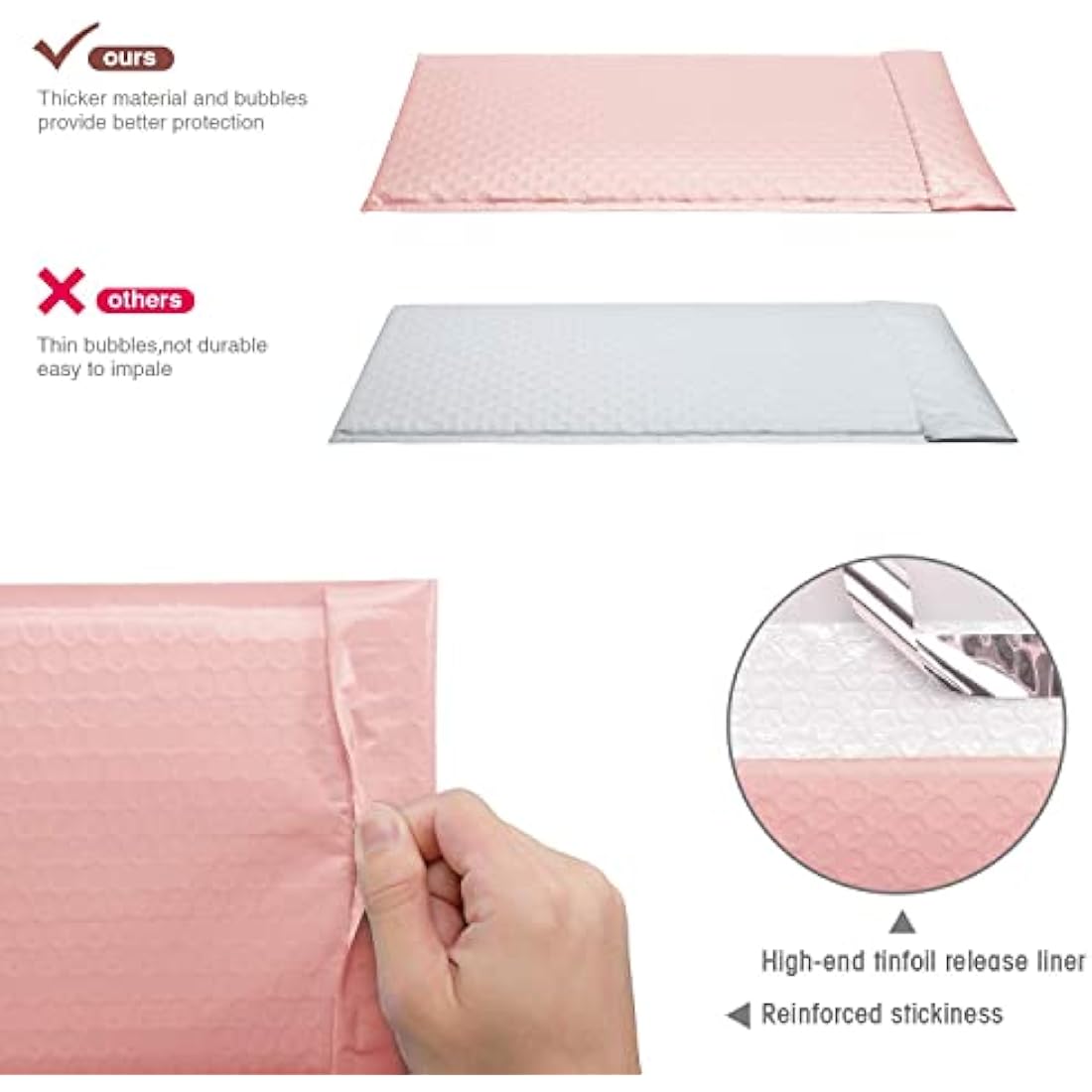 Switory 100 Pack Poly Bubble Mailers | 15.3x22.9cm Pale Pink Padded Envelopes