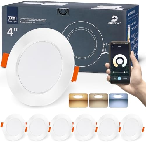 DUSKTEC Smart Recessed Downlights – 10W Alexa Compatible LED, 6 Pack