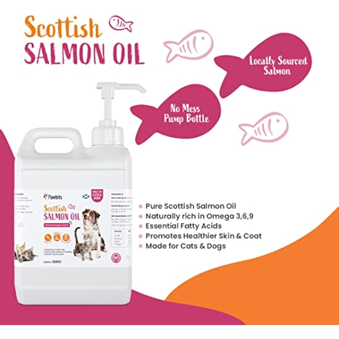 Pawbits Scottish Salmon Oil for Dogs & Cats – 5L Natural Omega 3 6 9