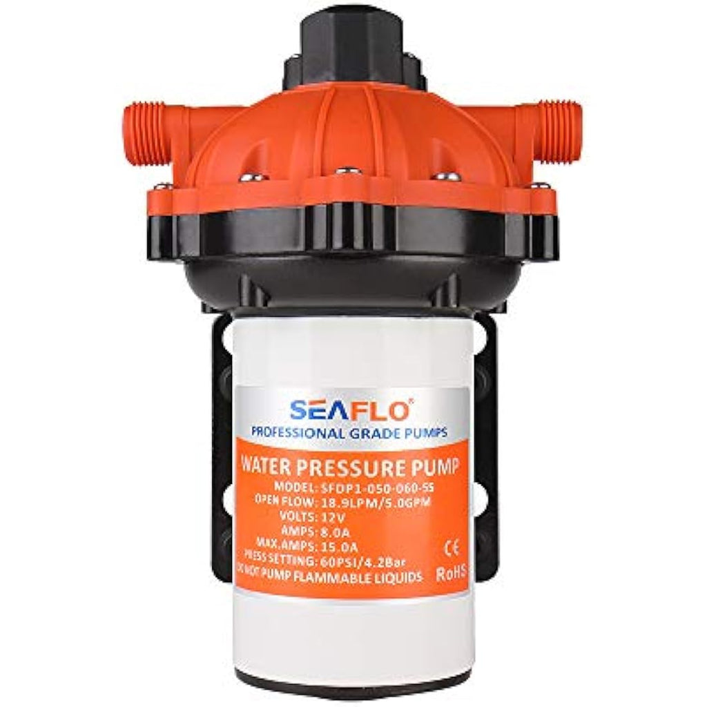 Seaflo 55-Series 12V Diaphragm Water Pump – 5.5 GPM 60 PSI Self-Priming